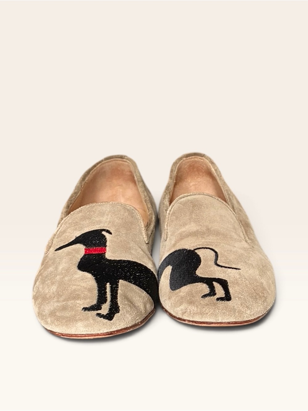 Casanova by Susy Vintage Italian Suede Dog Embroidered Loafer 37.5 whimsy